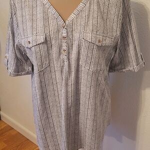 Croft & Barrow Cream and Black Textured Knit Top XXL